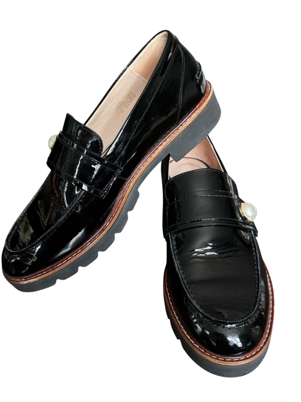 Stuart Weitzman Manila Pearl Black Leather Loafers